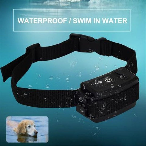 Waterproof receiver of the Wireless Electronic Dog Fence System by eprolo, displayed underwater, showcasing its durable and waterproof design.