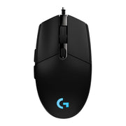 Top view of the black Logitech G102 wired gaming mouse with RGB lighting, designed for optimal performance in gaming, available at eprolo.
