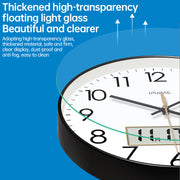 2025 Digital Wall Clock by eprolo illustrating its high-transparency glass design.