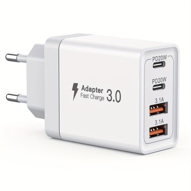 40W Multi-Port USB Fast Charger with Smart Safety by eprolo, showing a white compact design ideal for fast charging multiple devices, emphasizing the multi-port charger feature.