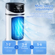 eprolo Six-Speed Timed Silent AC Cooling Fan with a touch screen display highlighting multi-speed adjustments, designed for instant cooling and ultimate comfort.