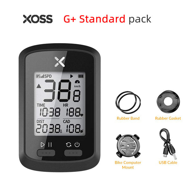 Walker XOSS G+ Cycling GPS Computer showcasing its compact size on a bicycle.