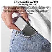 Slim and lightweight LI1 Laser Line Casting Angle Meter being placed in a pocket, highlighting its portability and convenience by eprolo.