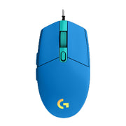 Logitech G102 second-generation wired gaming mouse in blue color, showcasing its ergonomic design and vibrant RGB lighting, perfect for gaming and e-sports. Available from eprolo.