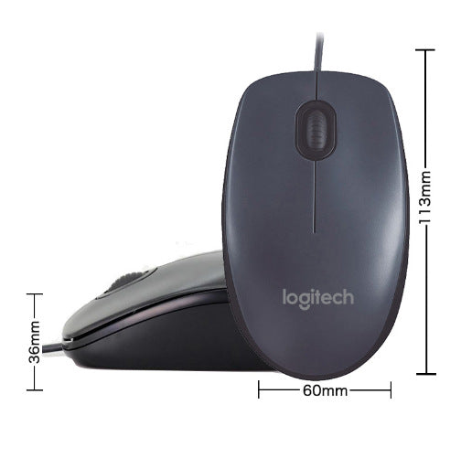 Dimensions and features of the Logitech M91P Enterprise USB Office Mouse, providing ergonomic specifications for optimal comfort, by vendor eprolo.