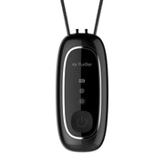 Close-up of the black version of eprolo's portable air purifier, showcasing its modern design and functional charging indicators.