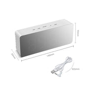 Eprolo multi-function desk clock with detailed dimensions and a USB cable for power connection.