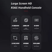 R36S Portable Handheld Arcade Console by eprolo showcasing gaming capabilities with a stylish design, perfect for open source handheld games.