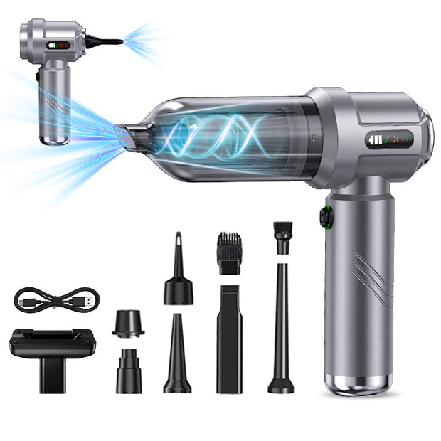 High Suction Portable Car Vacuum Cleaner by eprolo featuring a sleek design and multiple tools for effective car cleaning and maintenance.