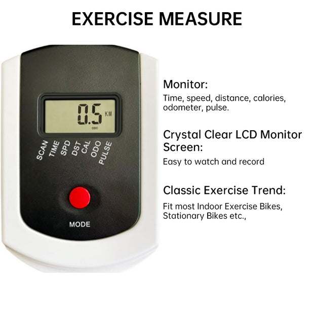 eprolo Exercise Measure LCD Monitor Screen displaying time, speed, distance, calories, and pulse; perfect for indoor exercise bikes.