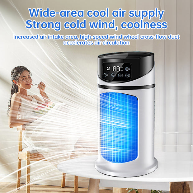 Close-up of eprolo cooling fan demonstrating strong air circulation, ideal for hot summer days.