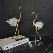 Crane Copper Ornaments TV Cabinet Porch Desktop Crystal Home Decor